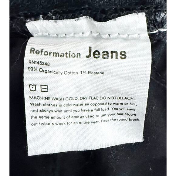 Reformation Jeans Women's Black Feather Hem Trim Black Skinny High Rise Jeans 30 - Picture 11 of 11